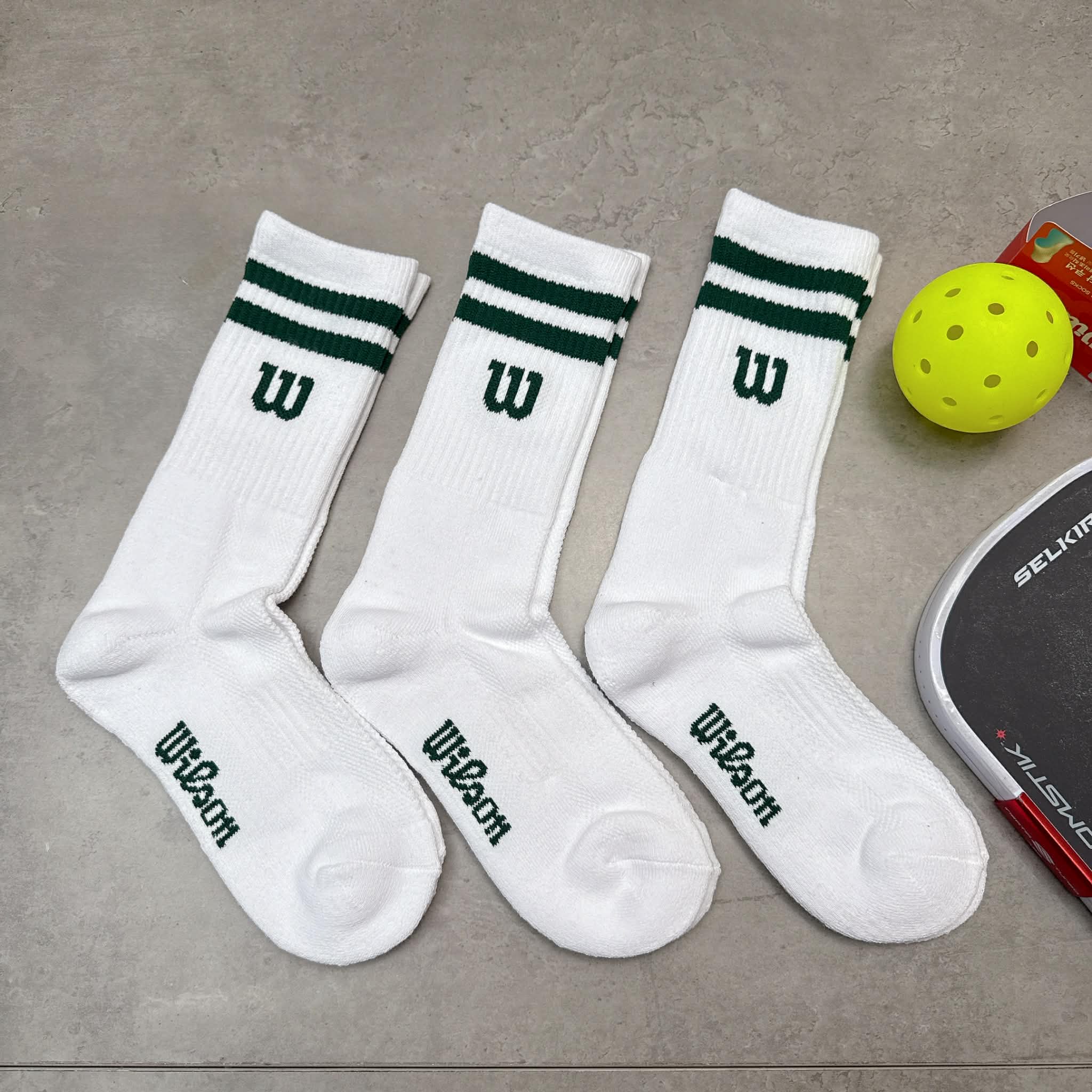 Set Tất Wilson 3 Pack White Green [ BT-2CS11 ]
