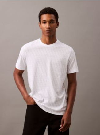 Áo Calvin Klein Refined Allover Monogram Logo Classic White [ 40BC240 ]