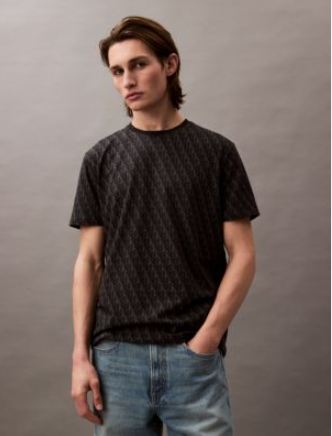 Áo Calvin Klein Refined Allover Monogram Logo Classic Black [ 40BC240 ]