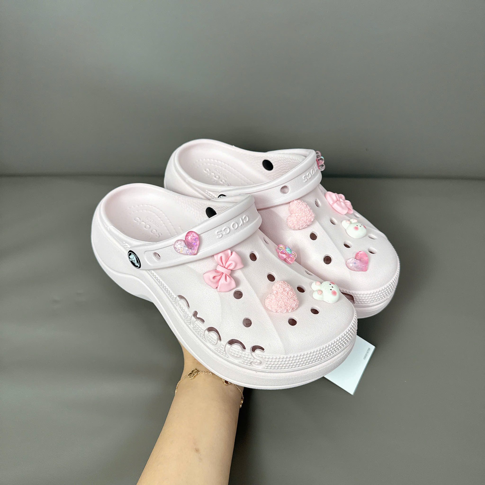 Dép Crocs Baya Platform Clog Barely Pink [ 208186-6PI ]