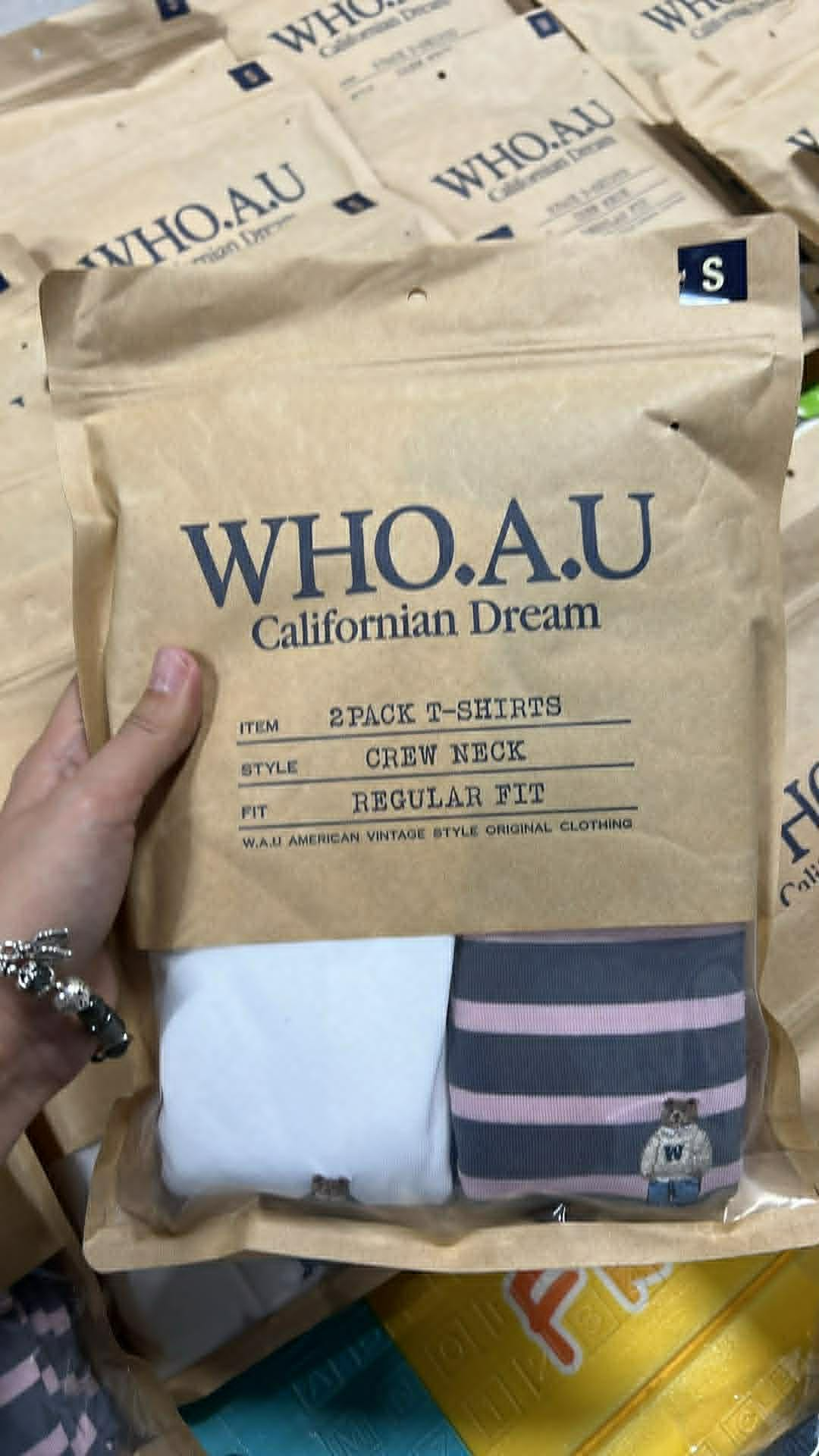 Set Áo Whoau Crew Neck Shoert Sleeve Characoal [ WHRSG2352U60 ]