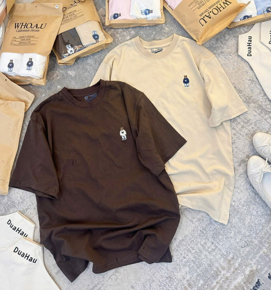 Set Áo Whoau Crew Neck Shoert Sleeve Brow [ WHRAG2351U85 ]