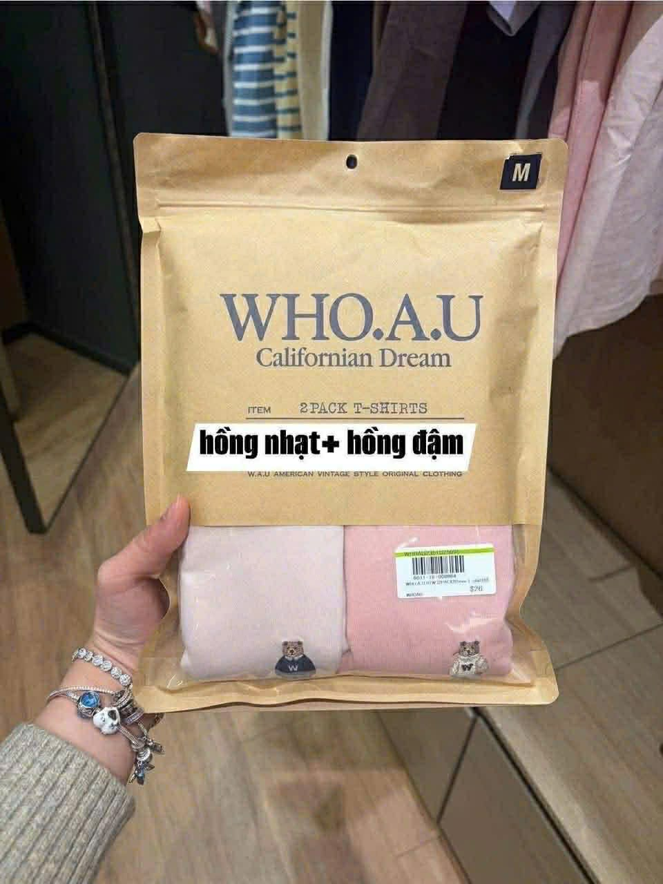 Set Áo Whoau Crew Neck Shoert Sleeve Pink [ WHRAG2351U25 ]