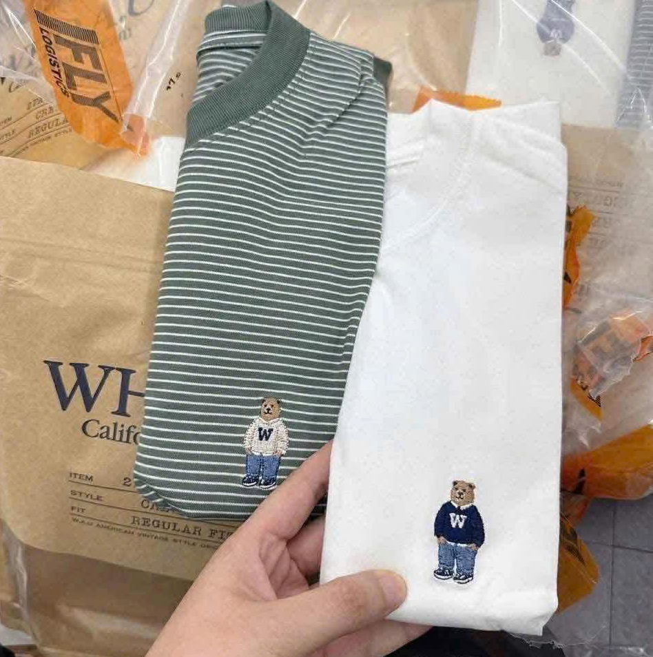 Set 2 Áo Phông WHOAU Tshirt Màu Trắng - Xanh [ WHRSG2351U40 ]