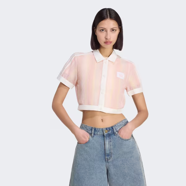 Áo Adidas Originals Summer Glow Striped Cropped Polo Pink [ KY8140 ]