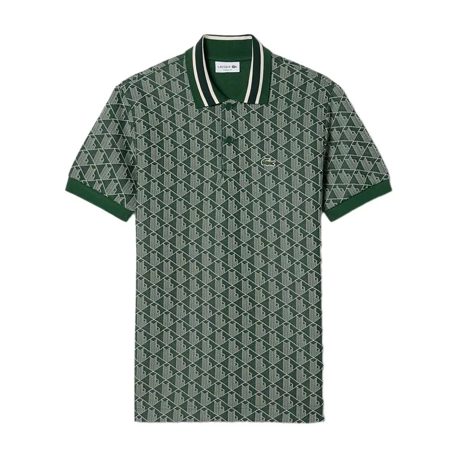 Áo Polo Lacoste Classic Fit Contrast Collar Monogram Green [ DH1417 D1R ]