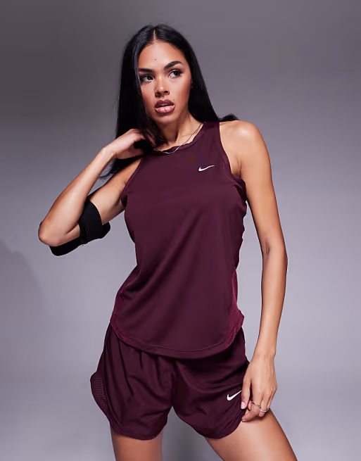 Set Nike Running Tempo Dri-FIT Tank Top Burgundy [ HV8911-652 / HV8916-652 ]