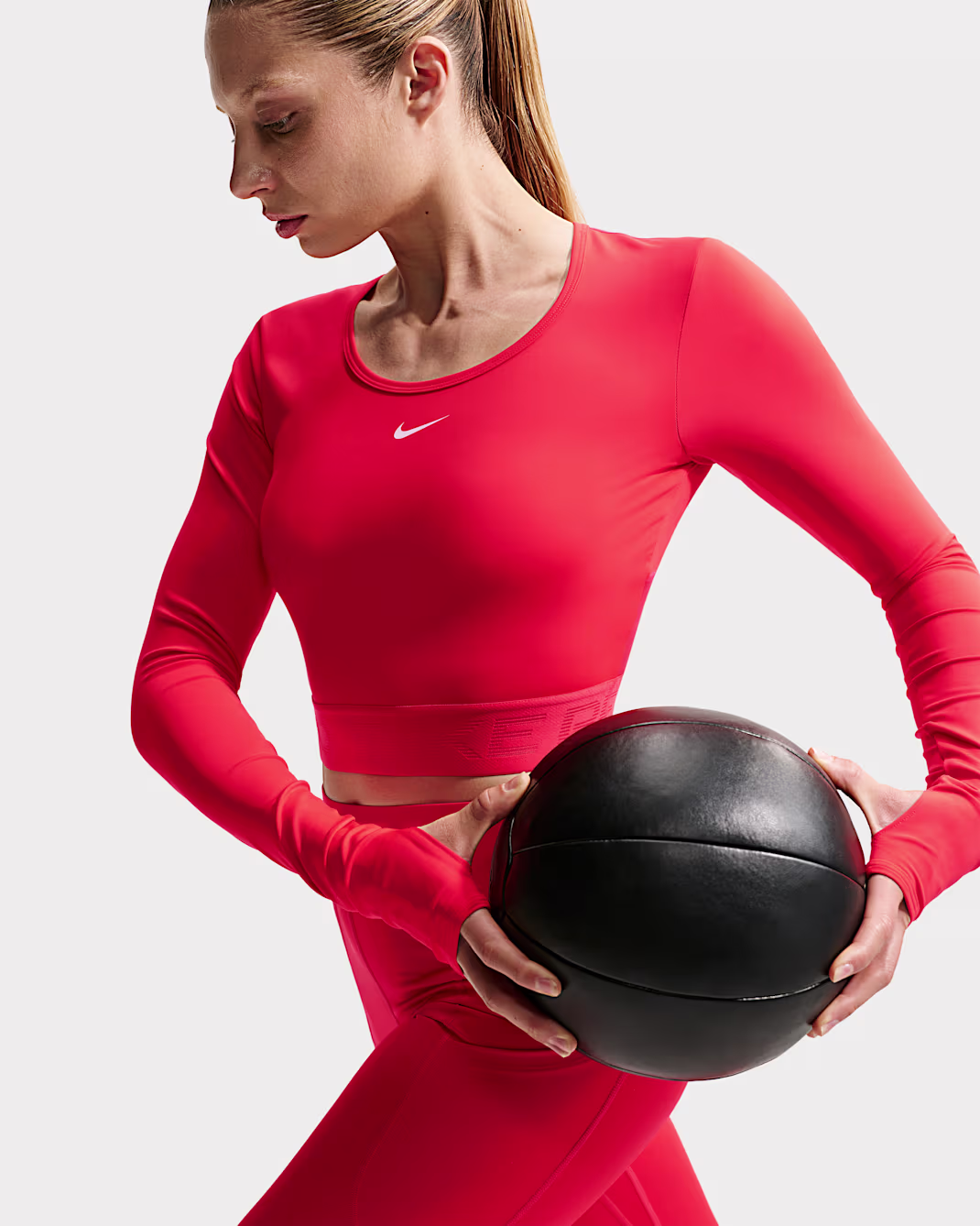 Áo Nike Pro Dri-FIT Cropped Long Sleeve Top Red [ HV9993-633 ]