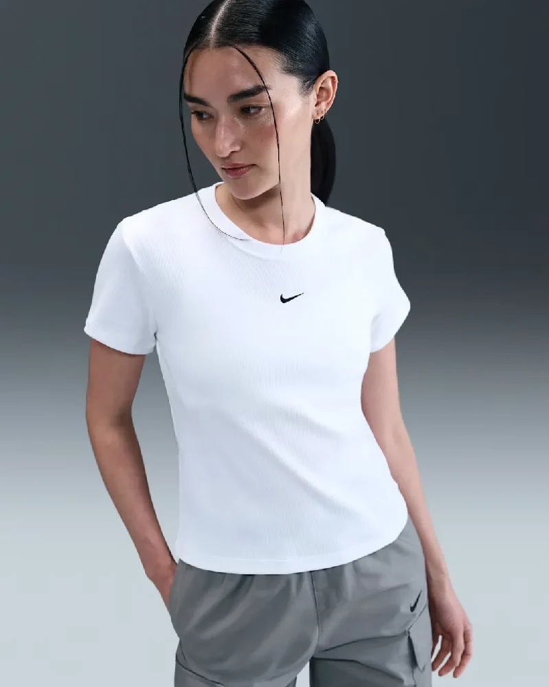 Áo Nike Sportswear Tight Ribbed Short-Sleeve White [ HV4994-100 ]