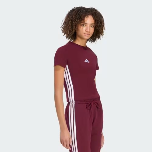 Áo Adidas Essentials 3-Stripes Slim Baby Tee Maroon [ KF6282 ]
