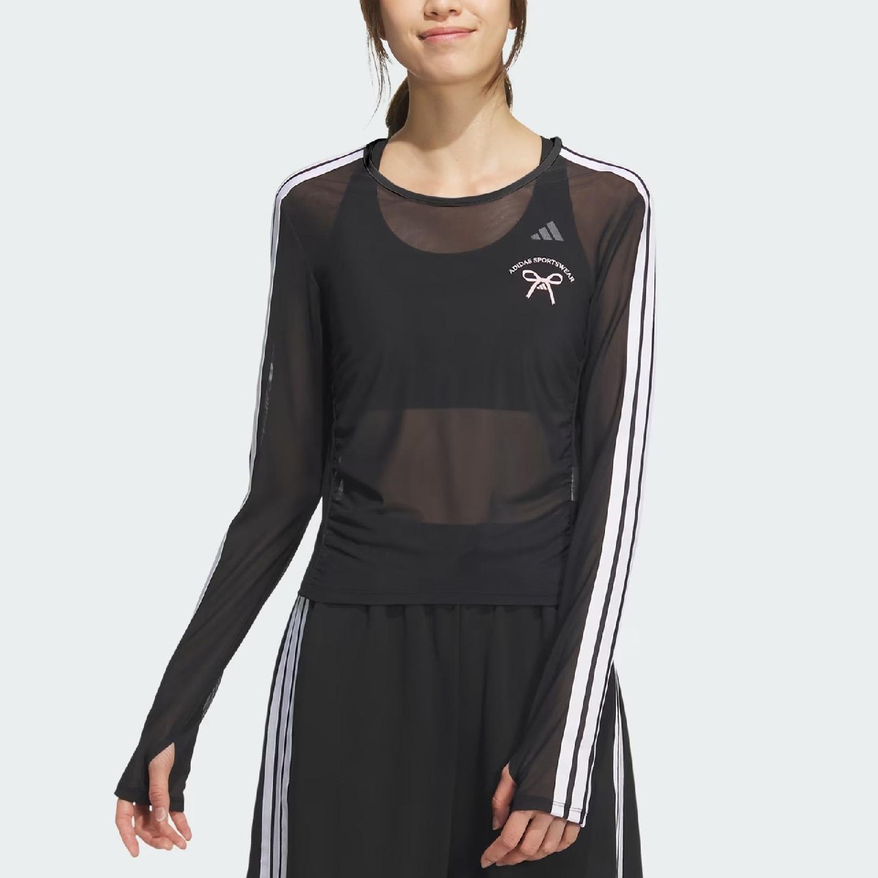 Áo Adidas Dance Mesh See-through Crop Top Long Sleeve Black [ JY7655 ]